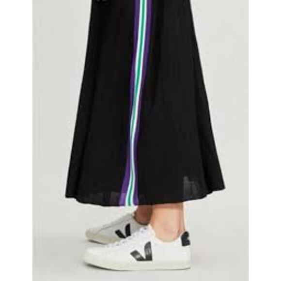 Sandro Croisette racing stripe pleated midi skirt size 2/US M - Picture 2 of 11